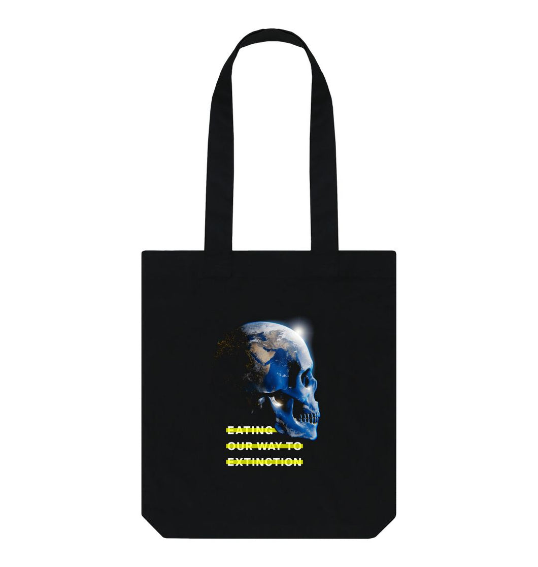 Black Eating 2 Extinction Skull Tote Bag