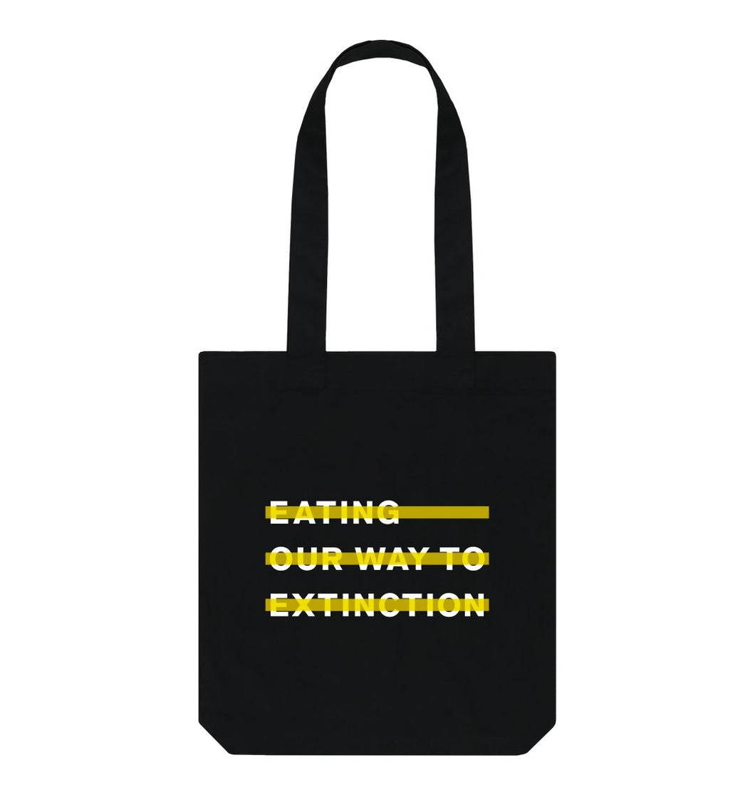 Black Eating Our Way To Extinction Black Tote Bag